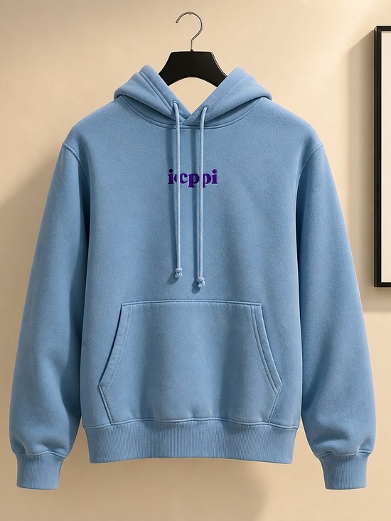 Poppi Sweaters - Poppi Light Blue Pullover Hoodie with Kangaroo Pocket